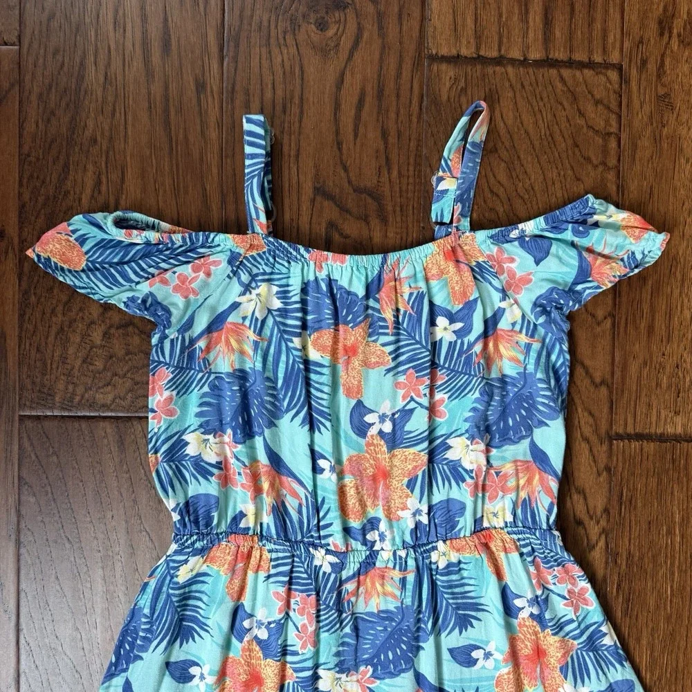The Children's Place Cold Shoulder Dress Rayon Tropical Coastal Casual Size 14